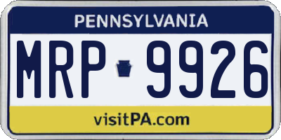 PA license plate MRP9926