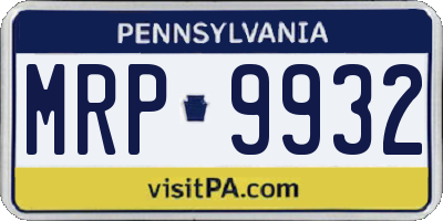 PA license plate MRP9932