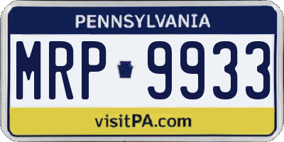 PA license plate MRP9933