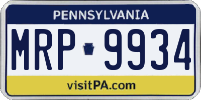 PA license plate MRP9934