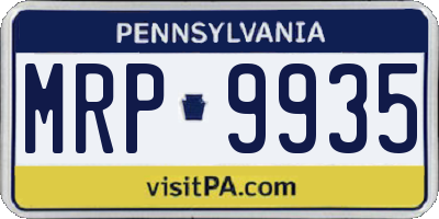 PA license plate MRP9935