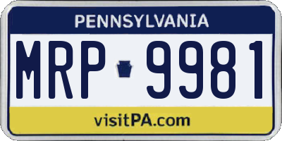 PA license plate MRP9981