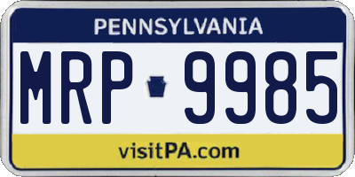 PA license plate MRP9985