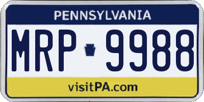 PA license plate MRP9988