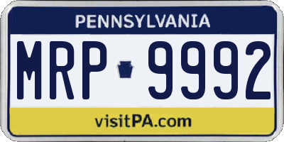 PA license plate MRP9992