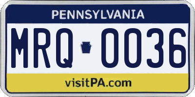 PA license plate MRQ0036