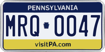 PA license plate MRQ0047