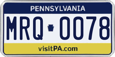 PA license plate MRQ0078