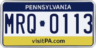 PA license plate MRQ0113