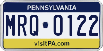 PA license plate MRQ0122