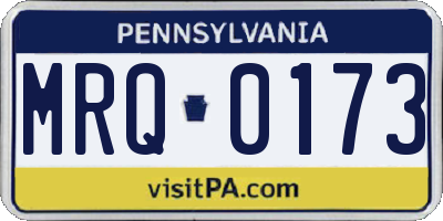PA license plate MRQ0173