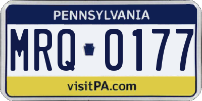 PA license plate MRQ0177