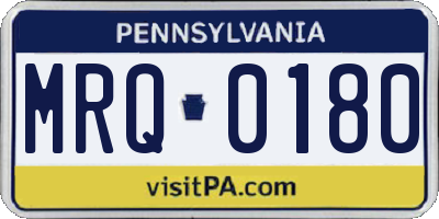 PA license plate MRQ0180