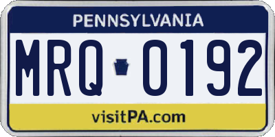 PA license plate MRQ0192
