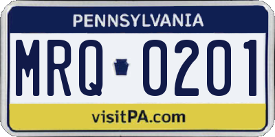PA license plate MRQ0201