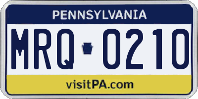 PA license plate MRQ0210