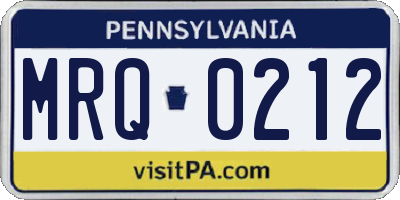 PA license plate MRQ0212