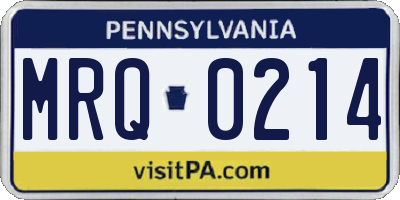 PA license plate MRQ0214