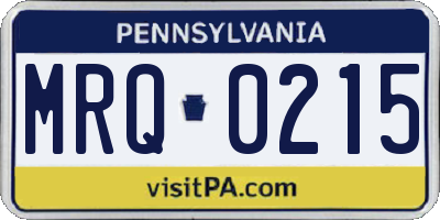 PA license plate MRQ0215