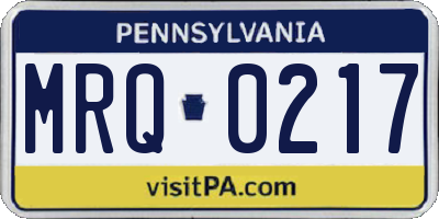 PA license plate MRQ0217