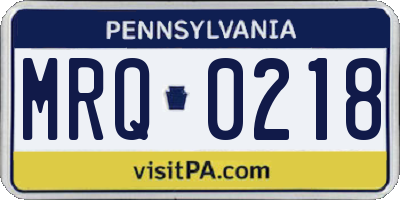 PA license plate MRQ0218