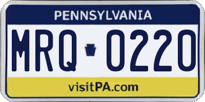 PA license plate MRQ0220