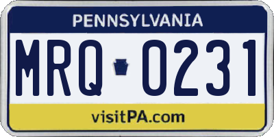 PA license plate MRQ0231