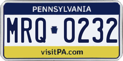 PA license plate MRQ0232