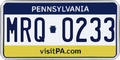 PA license plate MRQ0233