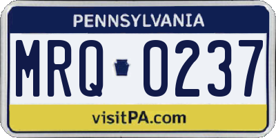 PA license plate MRQ0237