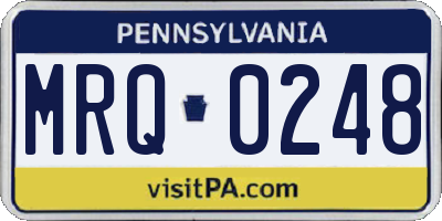 PA license plate MRQ0248