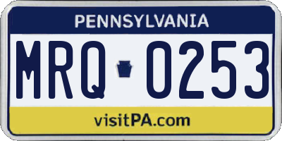 PA license plate MRQ0253