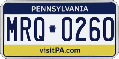 PA license plate MRQ0260