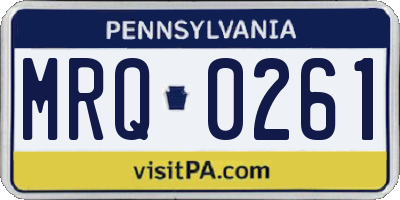 PA license plate MRQ0261