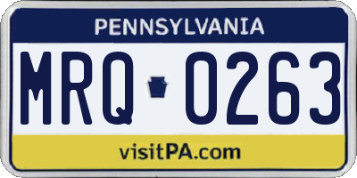 PA license plate MRQ0263