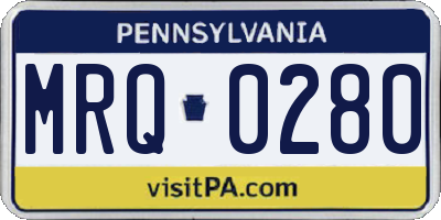 PA license plate MRQ0280