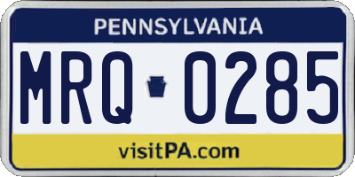 PA license plate MRQ0285
