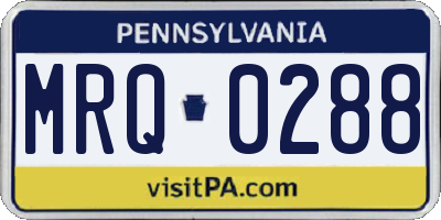 PA license plate MRQ0288