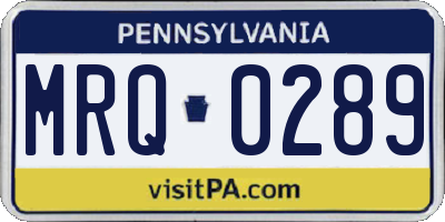 PA license plate MRQ0289