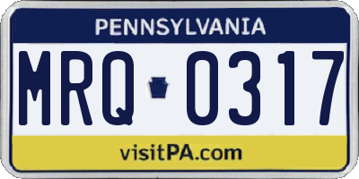 PA license plate MRQ0317