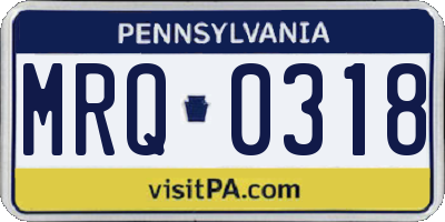 PA license plate MRQ0318