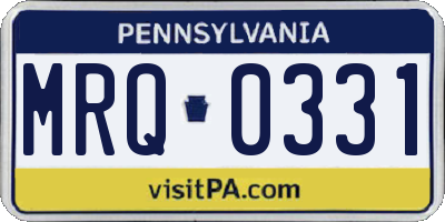 PA license plate MRQ0331