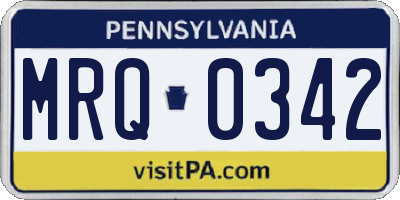 PA license plate MRQ0342