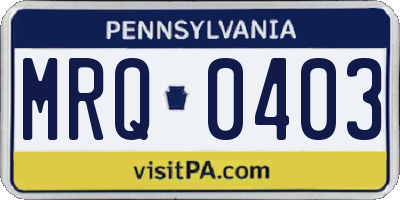PA license plate MRQ0403
