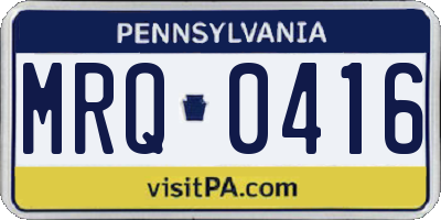 PA license plate MRQ0416