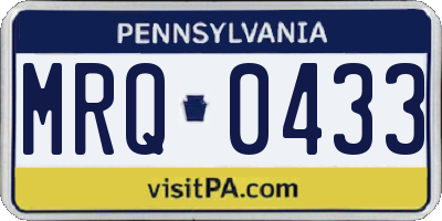 PA license plate MRQ0433