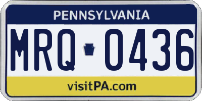 PA license plate MRQ0436