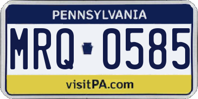 PA license plate MRQ0585