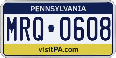 PA license plate MRQ0608