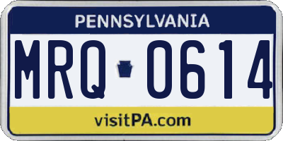 PA license plate MRQ0614
